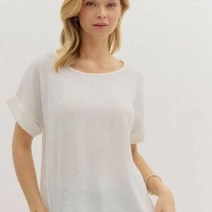 entro Lightweight Textured Short-Sleeve Top Off White  Size L/XL See Measurement
